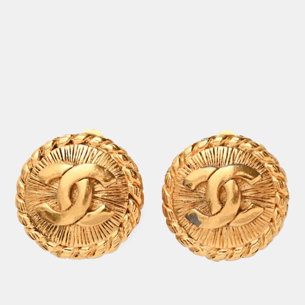 Chanel Vintage Gold Tone CC Ear Clips Chanel Vintage Gold Tone CC Ear Clips
