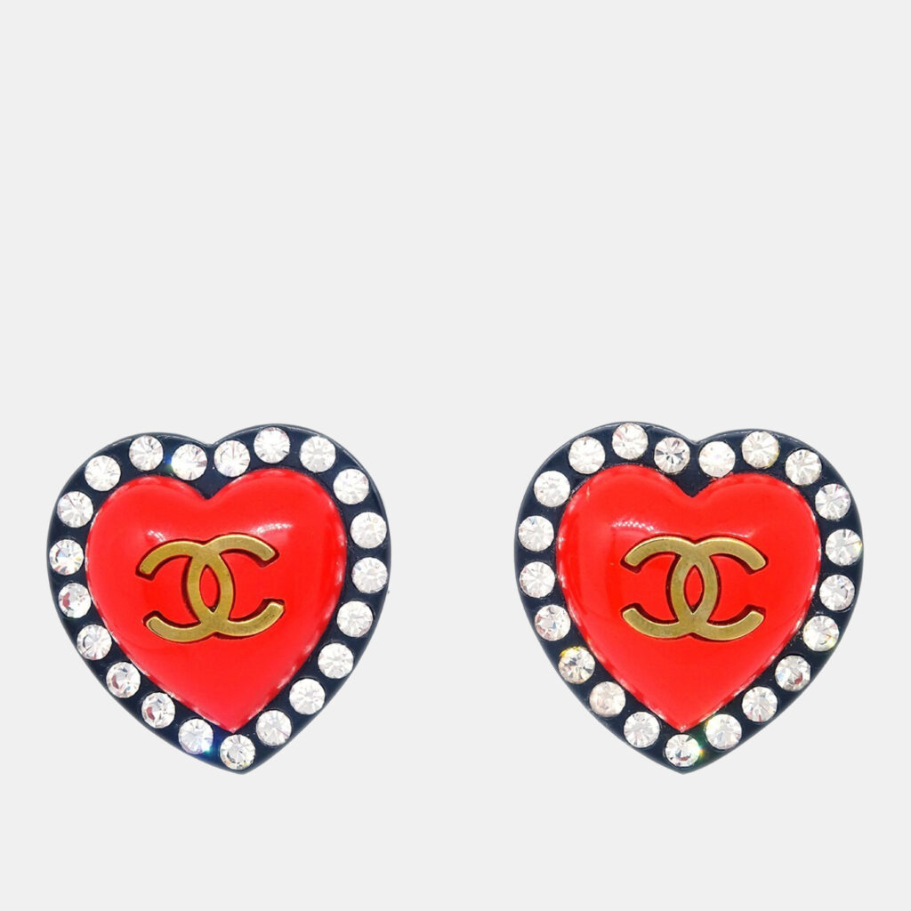 luxury-women-chanel-used-accessories-p1248765-004-1.jpg Chanel Heart Rhinestone Earrings Clip-On Red