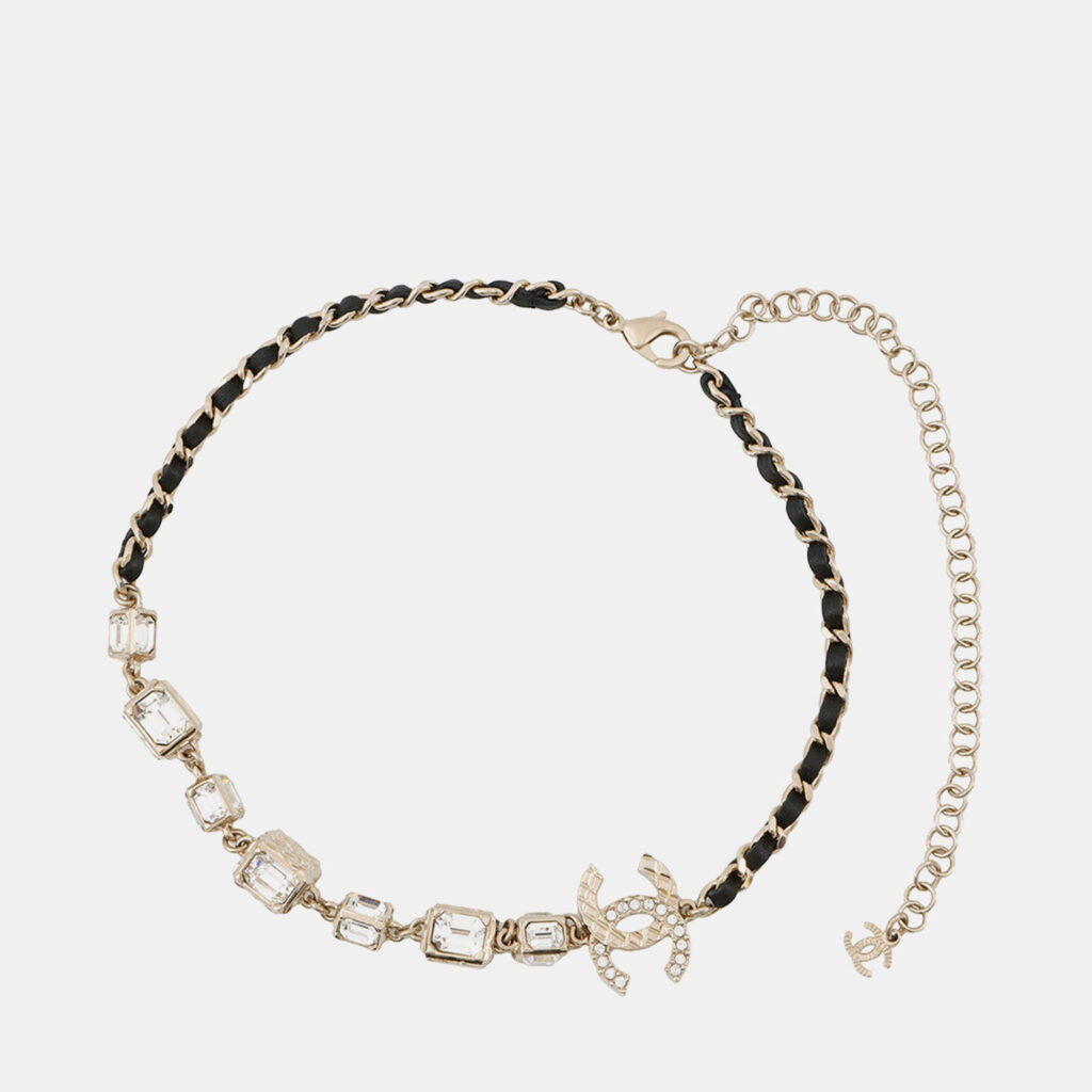 Chanel Cc Logo Necklace Gold Plated Rhinestone Chanel Cc Logo Necklace Gold Plated Rhinestone