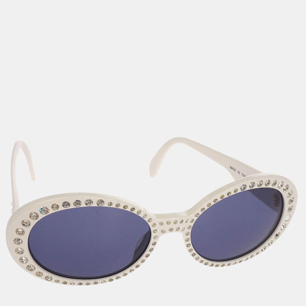 Chanel Sunglasses Eyewear Black White Rhinestone Small