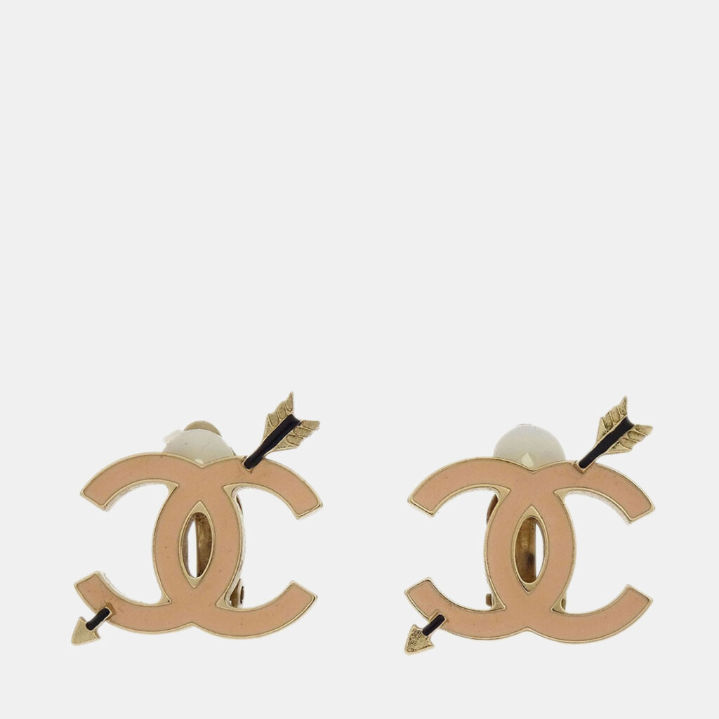 Chanel Gold CC And Arrow Earrings Clip-On Chanel Gold CC And Arrow Earrings Clip-On
