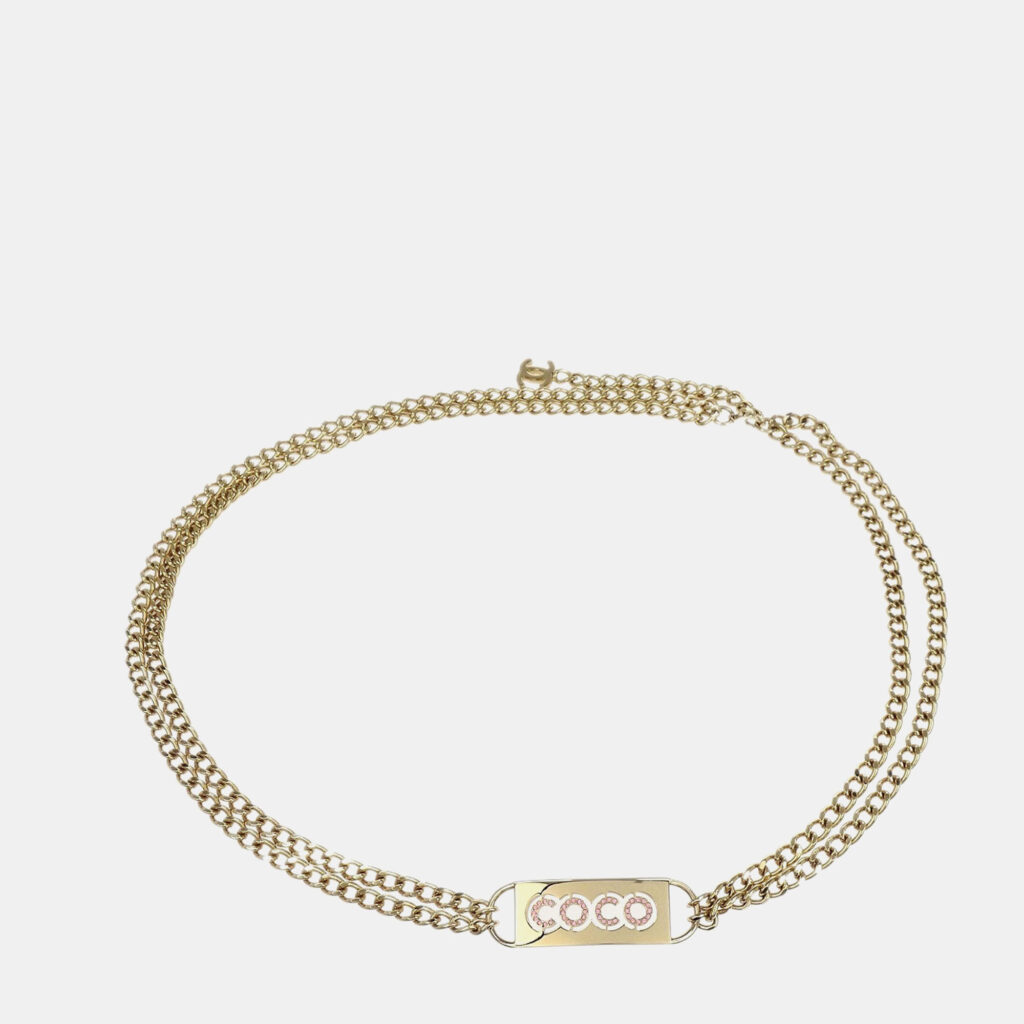 Chanel Rhinestone Chain Belt Gold Chanel Rhinestone Chain Belt Gold