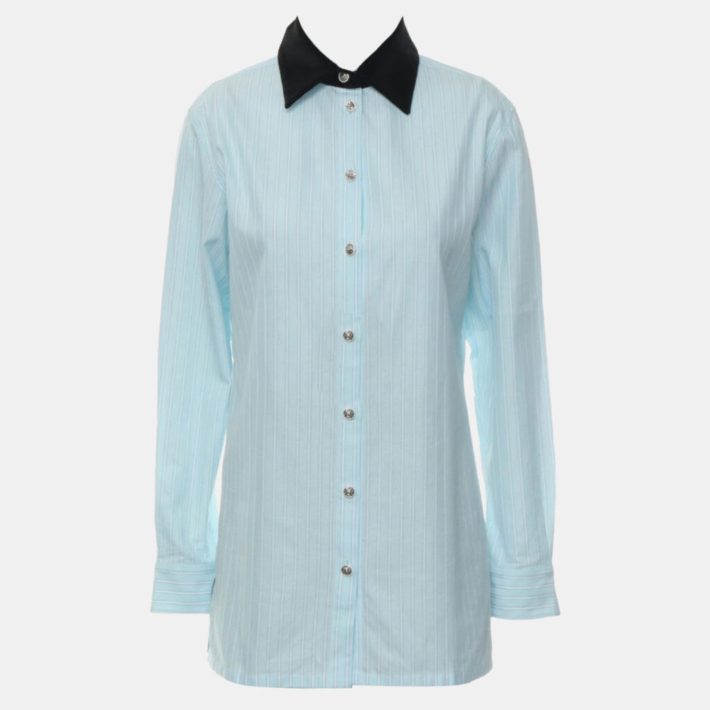 Chanel Blue Cotton Stripes Shirt FR Women 34