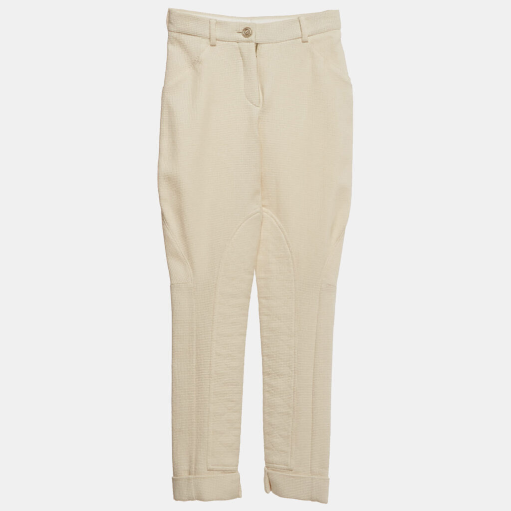 Chanel Cream Boucle Skiny Trousers S