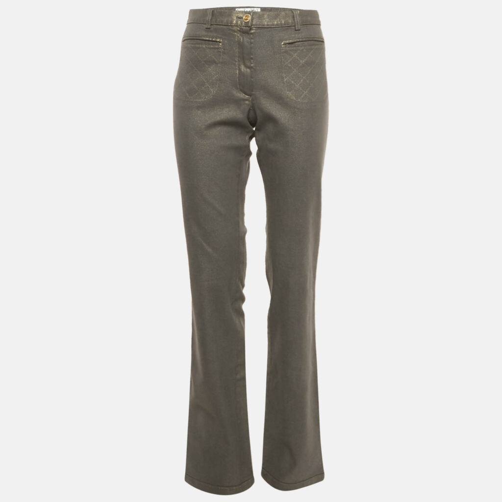 Chanel Grey Pearl Effect Denim Jeans M Waist 32" Chanel Grey Pearl Effect Denim Jeans M Waist 32"