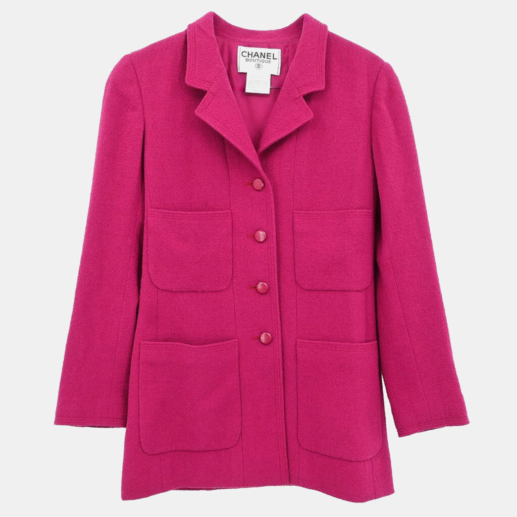 luxury-women-chanel-used-clothes-p1186598-009-1.jpeg Chanel Single Breasted Jacket Pink Fabric Jacket Size 38