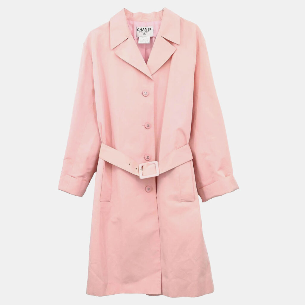 luxury-women-chanel-used-clothes-p1186617-010-1.jpeg Chanel Single Breasted Coat Pink Fabric Coat Size 38