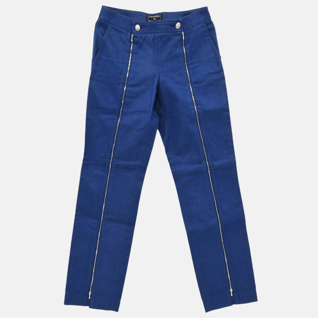 Chanel Blue Denim Long Pants Size 36 Chanel Blue Denim Long Pants Size 36