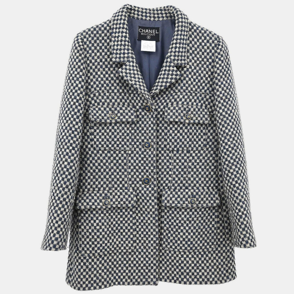 Chanel Single Breasted Navy Wool Jacket Size 42 Chanel Single Breasted Navy Wool Jacket Size 42