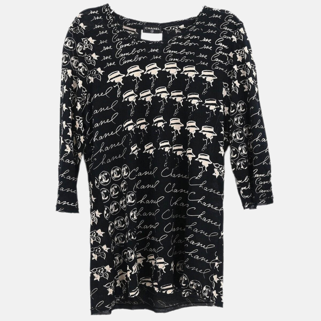 Chanel Black Modal Fabric Top Size 34 Chanel Black Modal Fabric Top Size 34