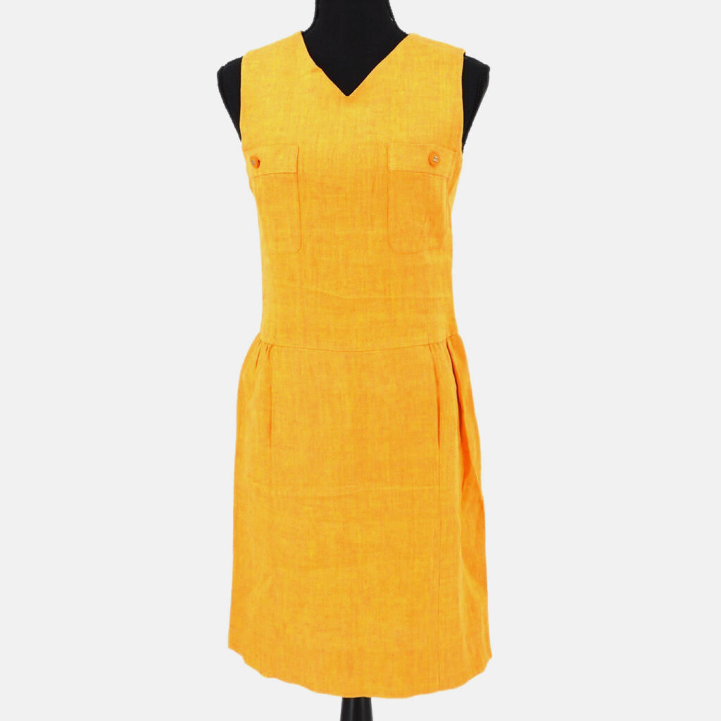 Chanel 96P #36 Sleeveless Dress Skirt Orange 100% Linen Chanel 96P #36 Sleeveless Dress Skirt Orange 100% Linen