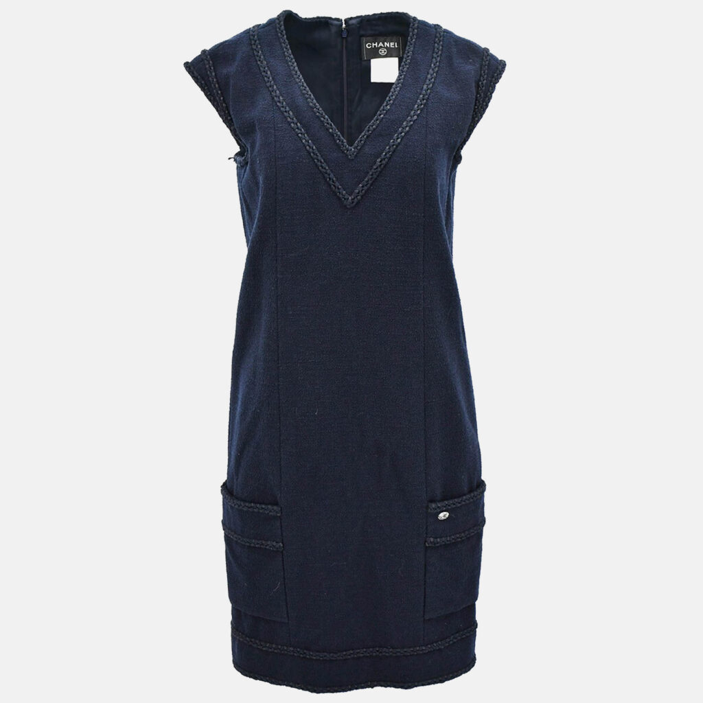 Chanel Sleeveless Dress Navy 08C #38 Chanel Sleeveless Dress Navy 08C #38