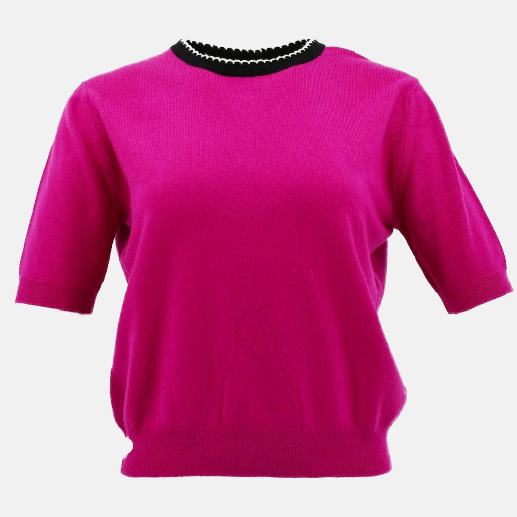 Chanel Short Sleeve Sweater Knit Top Pink Size 42 Chanel Short Sleeve Sweater Knit Top Pink Size 42