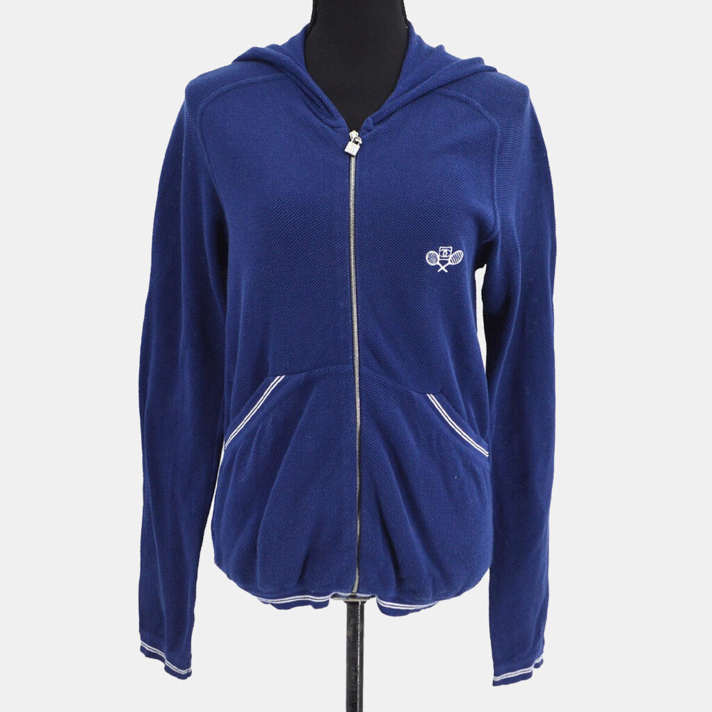 Chanel Navy Blue Sport Line Hoodie Zip-up Long Sleeve Top 42
