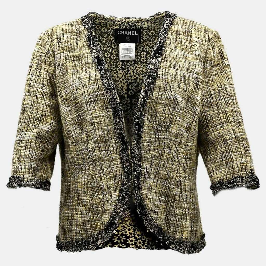 Chanel Collarless Jacket Beige 03P #48