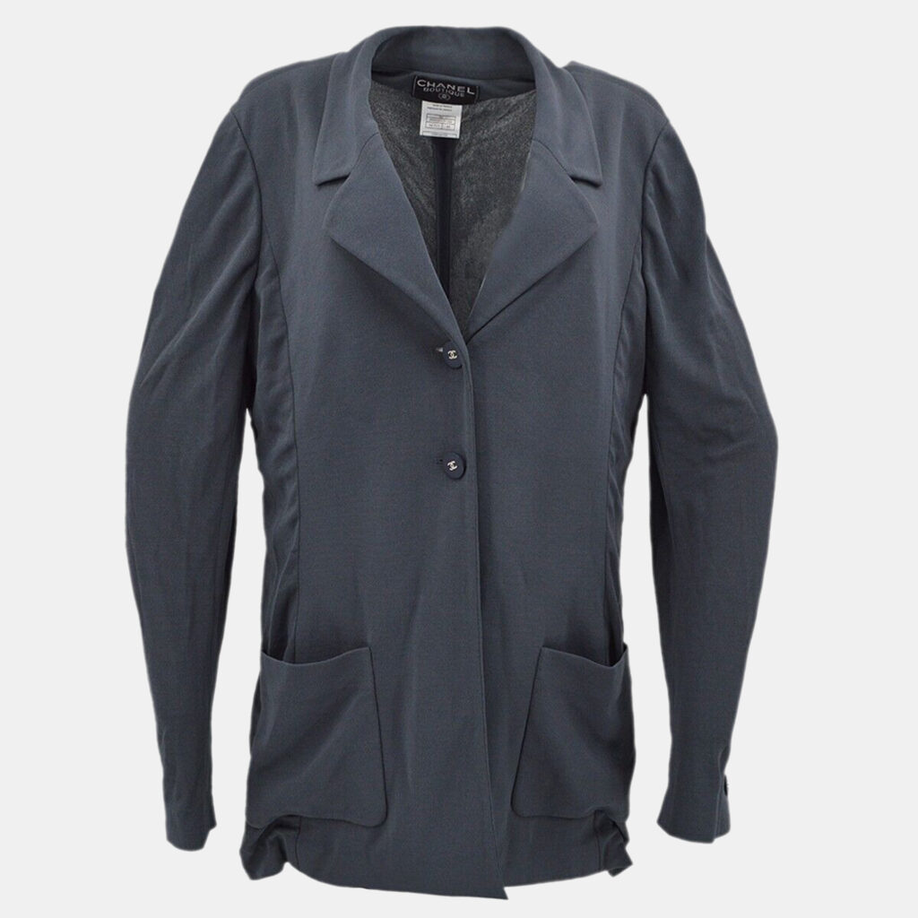 Chanel Single Breasted Jacket Gray 98C #44
