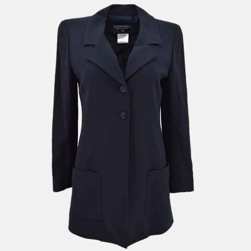 Chanel Single Breasted Jacket Navy