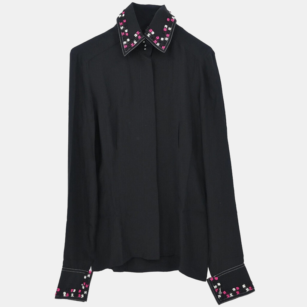 Chanel Black Silk Shirt Woman Size 36