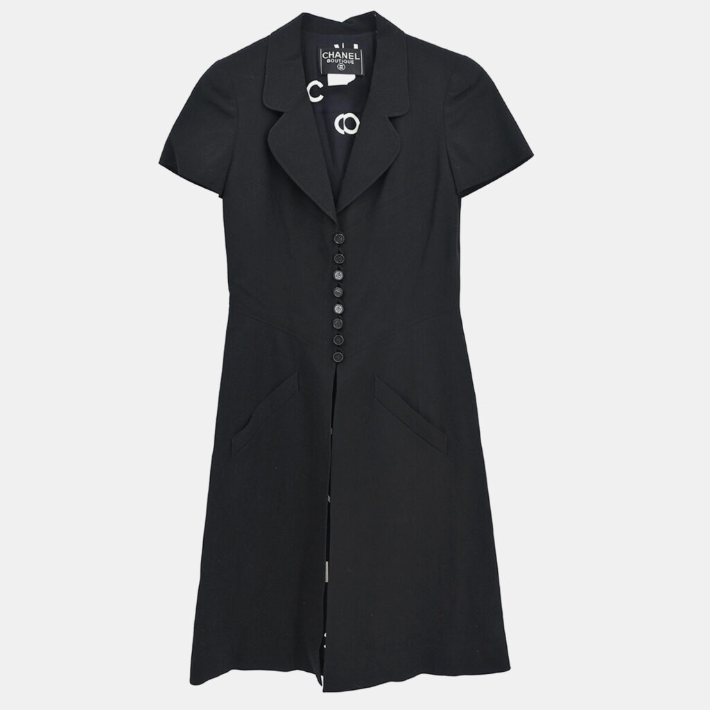 Chanel Black Wool Dress Women Size 34