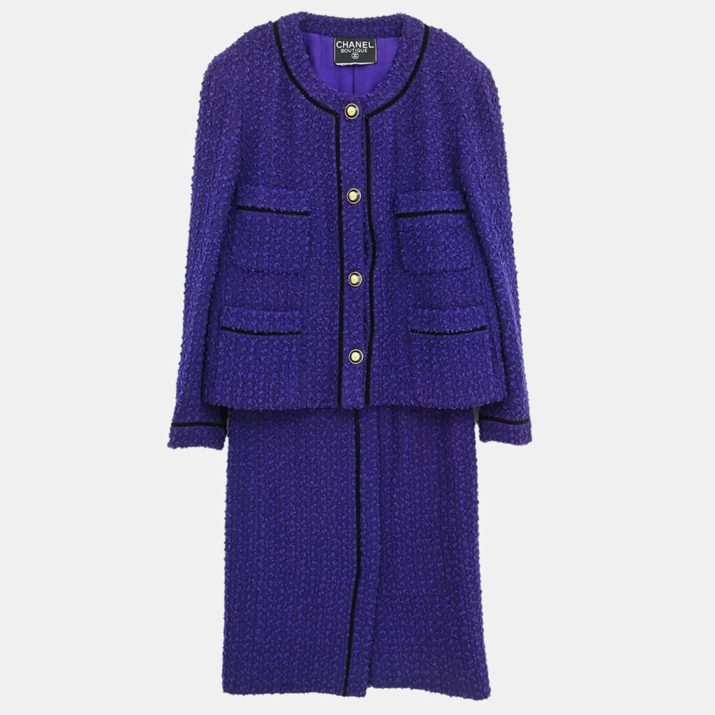 Chanel Setup Suit Jacket Skirt Purple Size M Chanel Setup Suit Jacket Skirt Purple Size M
