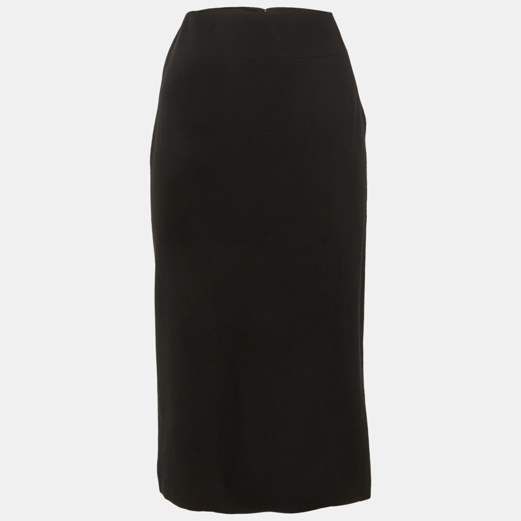 luxury-women-chanel-used-clothes-p1212510-001.jpg Chanel Black Wool Pencil Skirt L