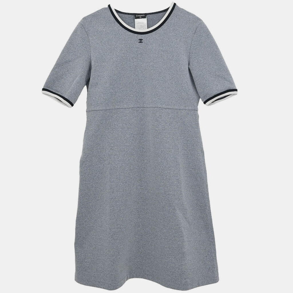Chanel Short Sleeve Dress Gray 98P #42 Chanel Short Sleeve Dress Gray 98P #42