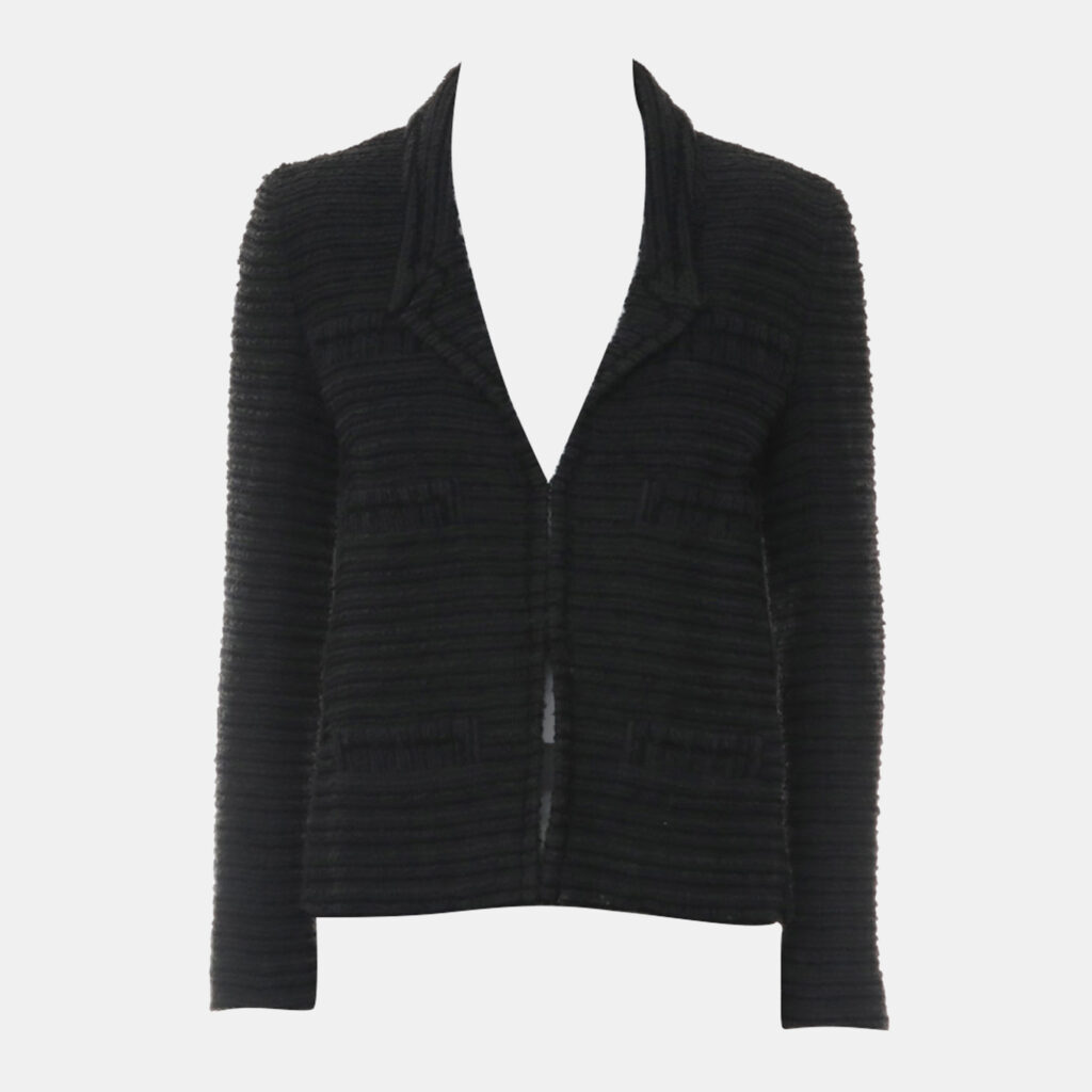 Chanel Striped Tweed Long Sleeve Jacket