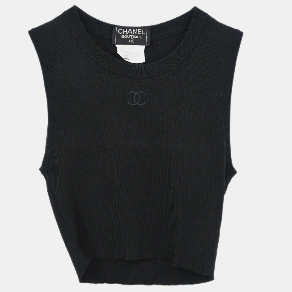 luxury-women-chanel-used-clothes-p1229566-010-1.jpg Chanel Sleeveless Tank Top Cropped Black P95 #40