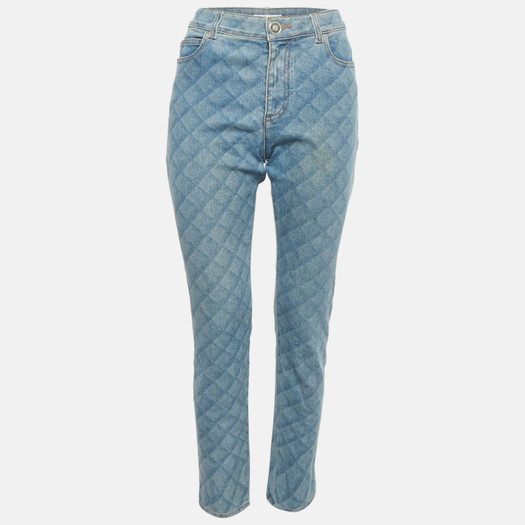 Chanel Blue Pattered Denim Slim Fit Jeans L Waist 27" Chanel Blue Pattered Denim Slim Fit Jeans L Waist 27"