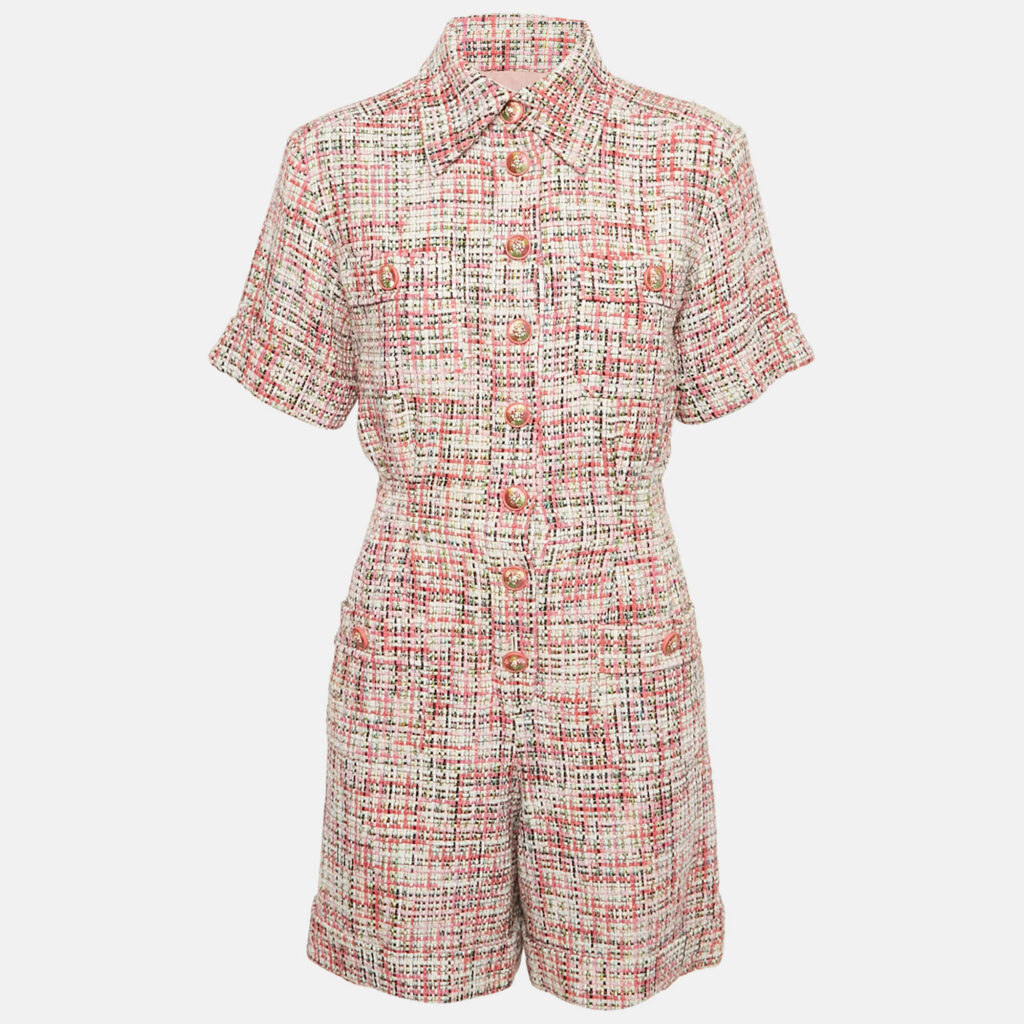 Chanel Pink Tweed Lesage Jumpsuit M Chanel Pink Tweed Lesage Jumpsuit M