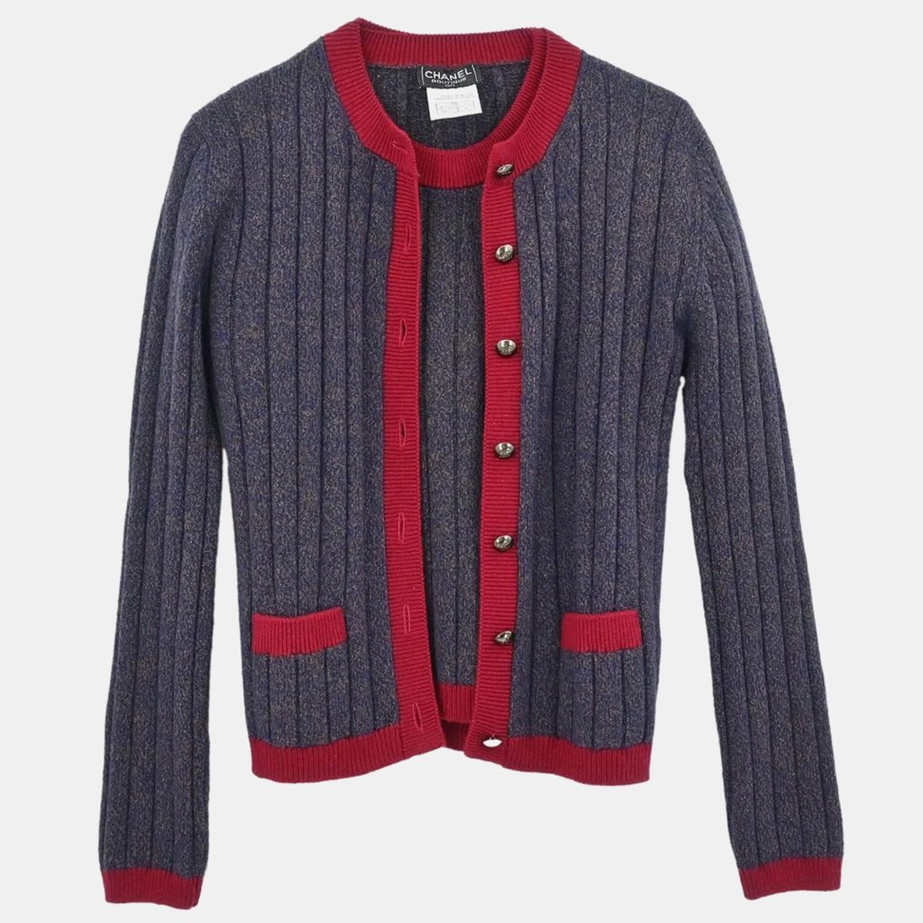Chanel Ensemble Cardigan Top Navy #36 Chanel Ensemble Cardigan Top Navy #36