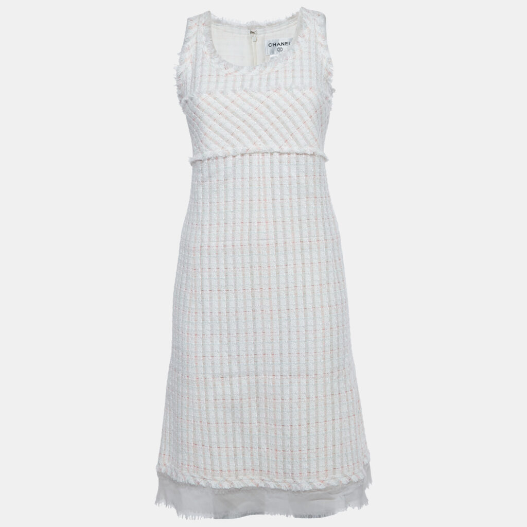 Chanel Pink Tweed Sleeveless Mini Dress M Chanel Pink Tweed Sleeveless Mini Dress M