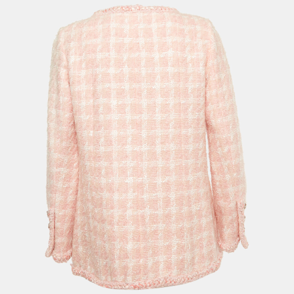 Chanel Pink Tweed Zip-Up Jacket M Chanel Pink Tweed Zip-Up Jacket M