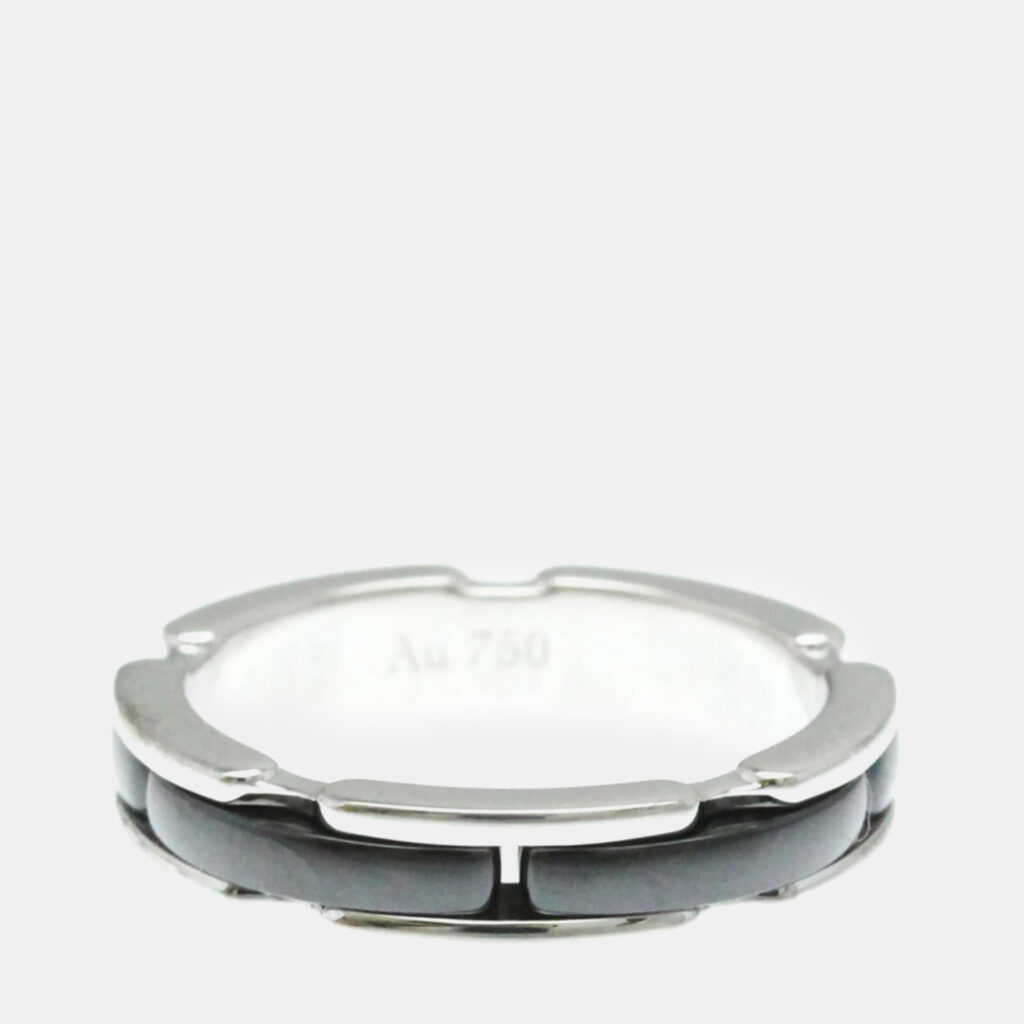 Chanel Ultra Collection Ceramic 18K White Gold Band Ring Chanel Ultra Collection Ceramic 18K White Gold Band Ring
