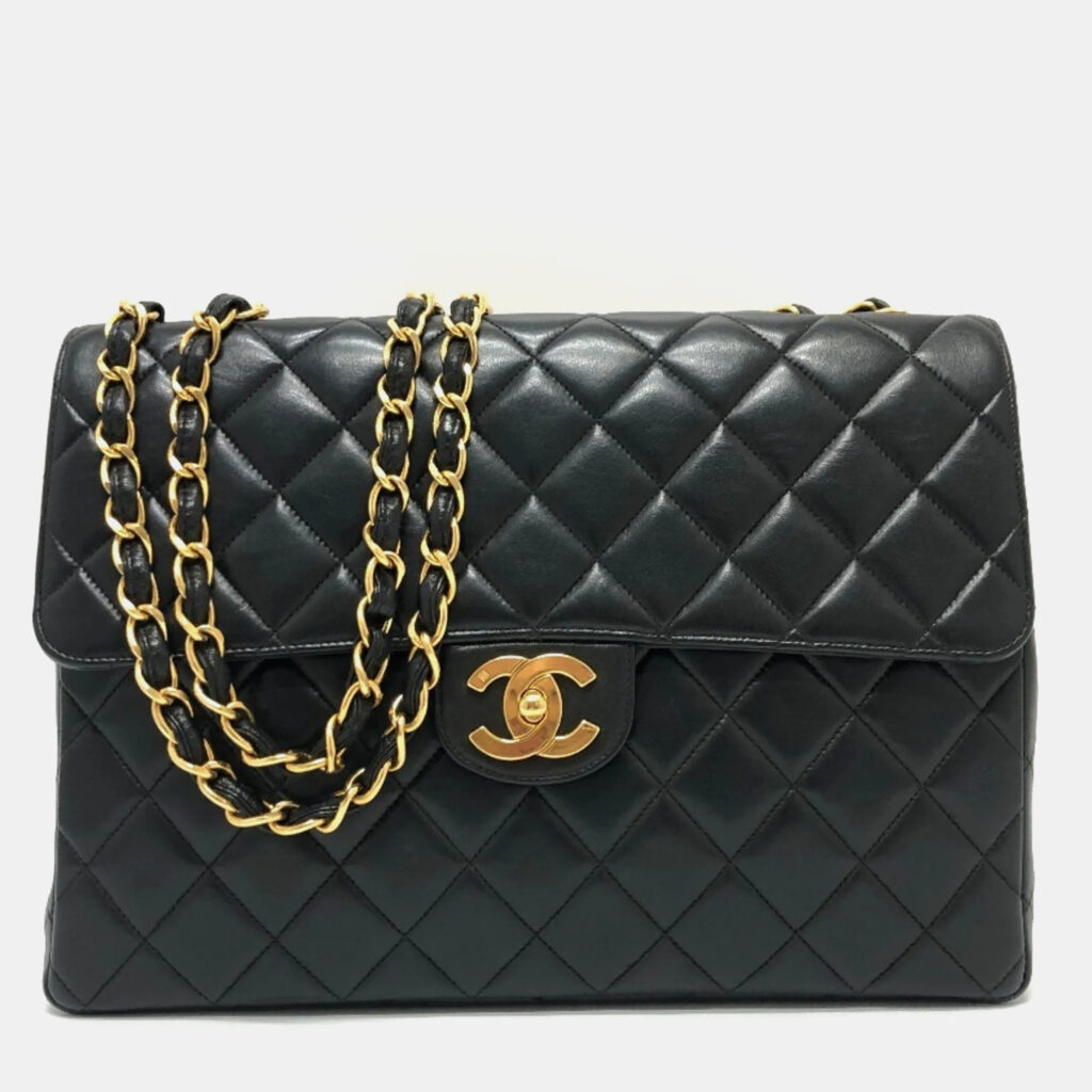 Chanel Black Lambskin Matelasse 30 Chain Bag