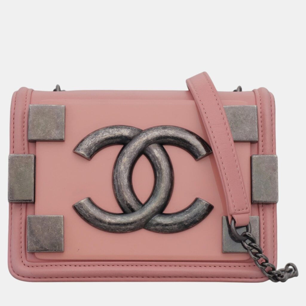 Chanel Pink Leather, Resin Boy Brick Flap Bag Chanel Pink Leather, Resin Boy Brick Flap Bag