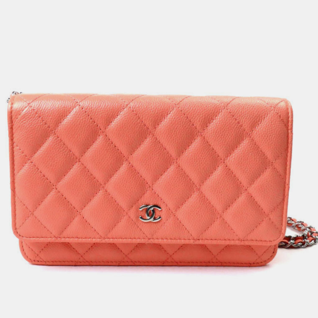Chanel Salmon Pink Timeless Classic Chain Wallet Shoulder Bag Chanel Salmon Pink Timeless Classic Chain Wallet Shoulder Bag