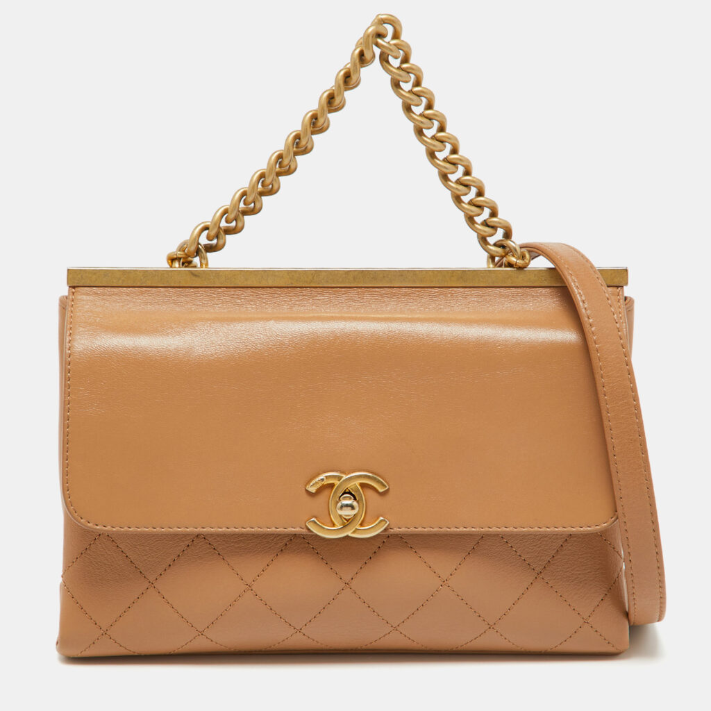 Chanel Beige Leather Small Coco Luxe Flap Bag Chanel Beige Leather Small Coco Luxe Flap Bag