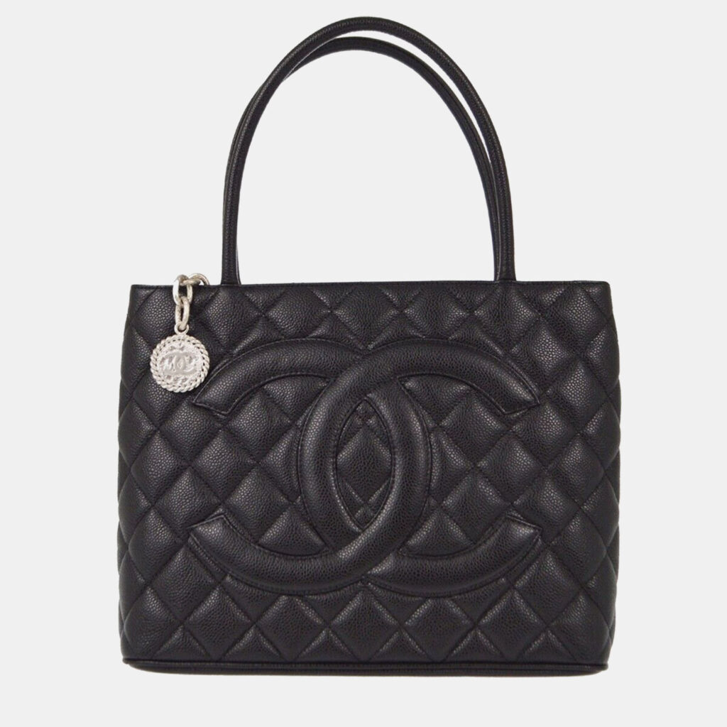 Chanel Black Calfskin Medallion Tote Handbag Chanel Black Calfskin Medallion Tote Handbag