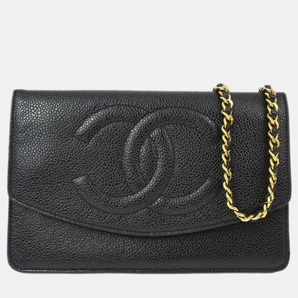 Chanel Black Calfskin Woc Chain Shoulder Wallet Bag Chanel Black Calfskin Woc Chain Shoulder Wallet Bag