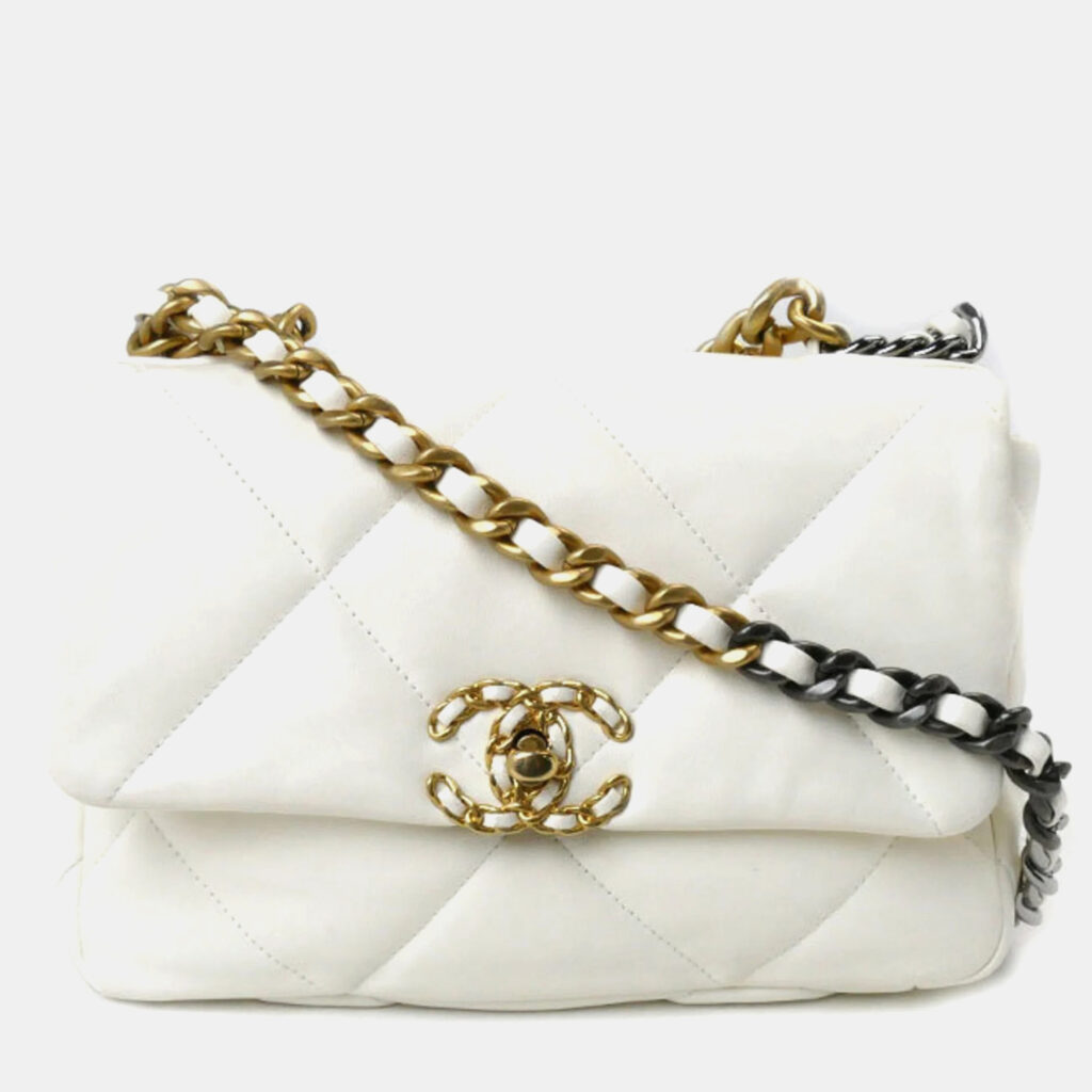Chanel White Cream Chanel 19 Chain Shoulder Bag Chanel White Cream Chanel 19 Chain Shoulder Bag