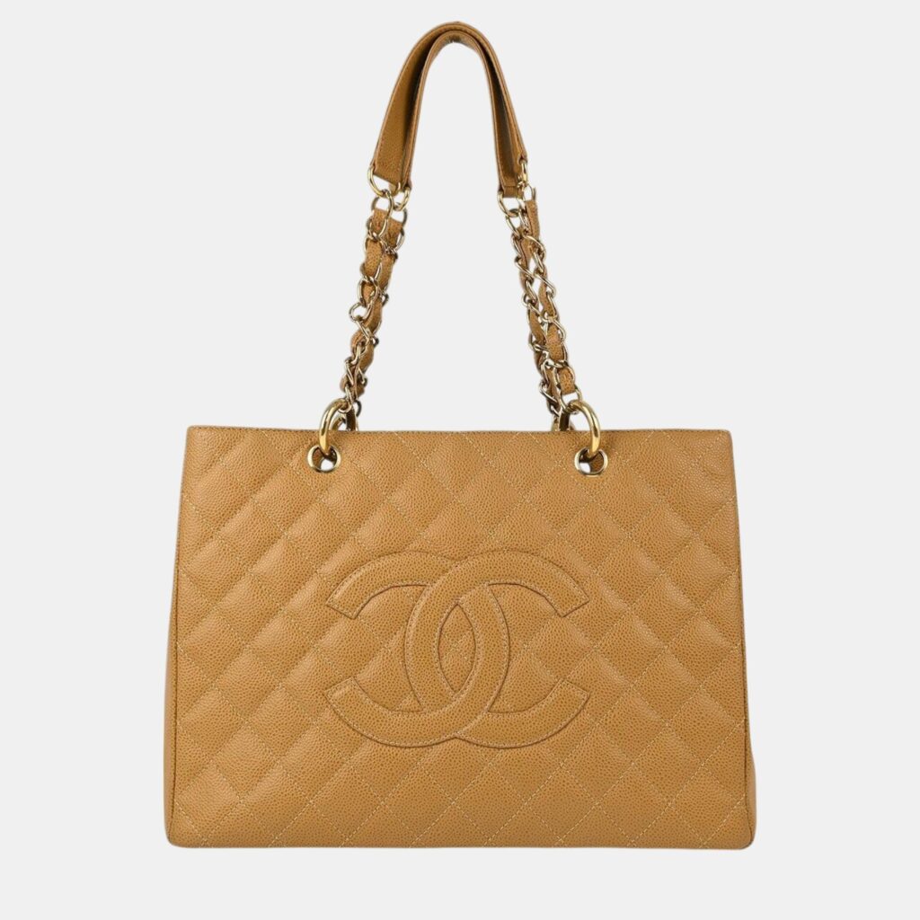 Chanel Beige Calfskin Grand Shopping Tote GST Chain Handbag Chanel Beige Calfskin Grand Shopping Tote GST Chain Handbag