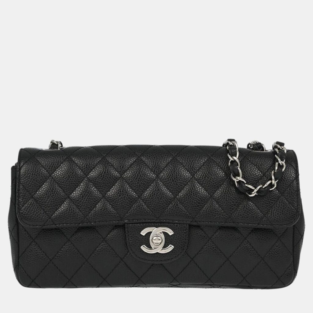 Chanel Black Calfskin East West Shoulder Bag Chanel Black Calfskin East West Shoulder Bag