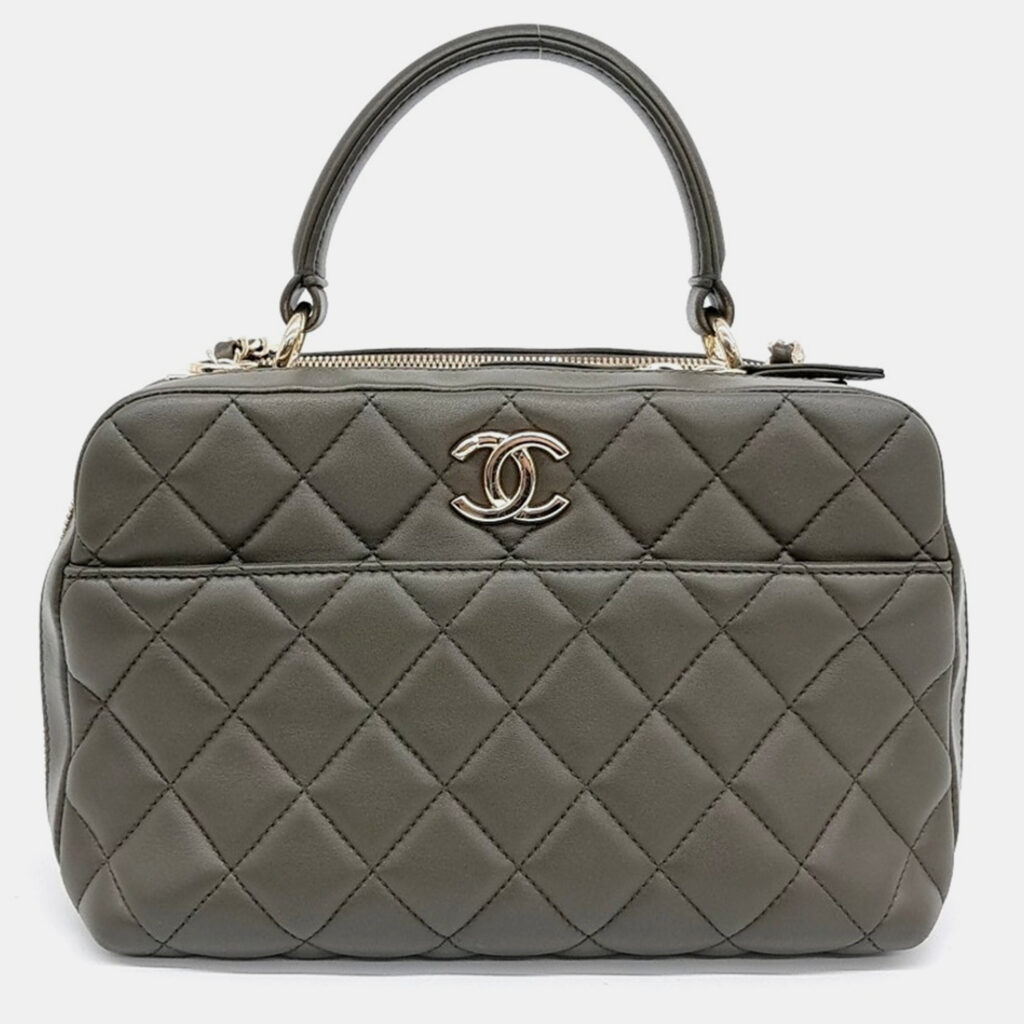 Chanel Green Leather Trendy CC Bowling Bag Chanel Green Leather Trendy CC Bowling Bag
