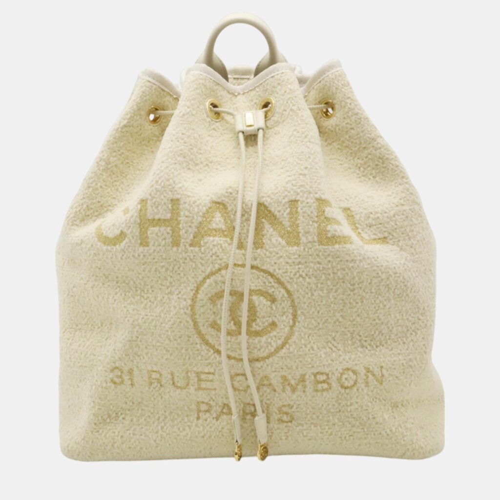 Chanel Ivory Velour, Leather Deauville Line Rucksack Backpack Chanel Ivory Velour, Leather Deauville Line Rucksack Backpack