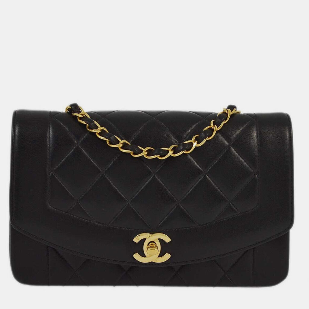 Chanel Black Lambskin Small Diana Shoulder Bag Chanel Black Lambskin Small Diana Shoulder Bag