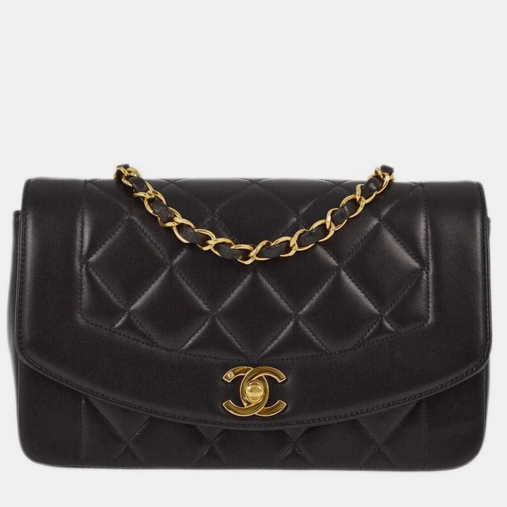 Chanel Black Lambskin Small Diana Shoulder Bag Chanel Black Lambskin Small Diana Shoulder Bag