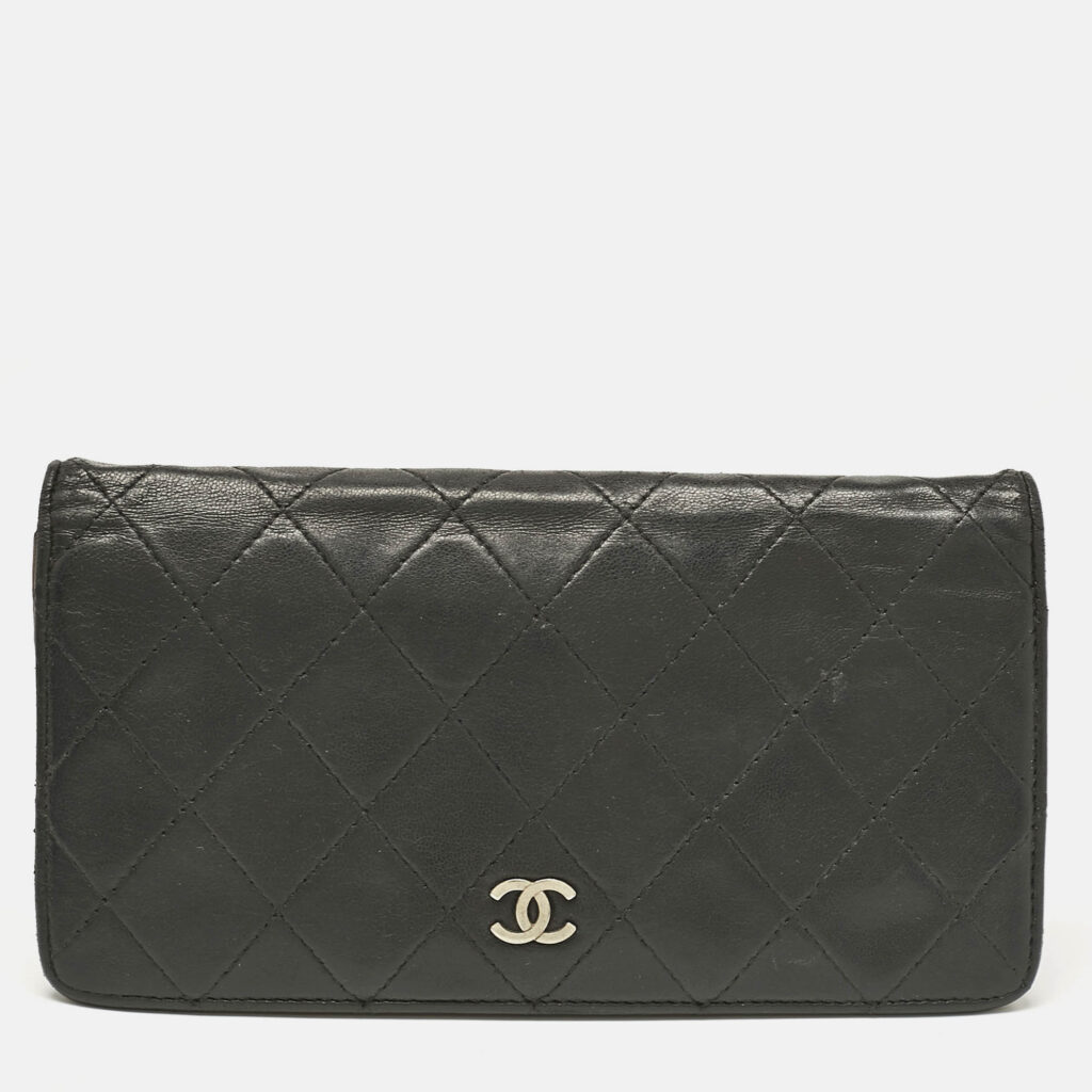 Chanel Black Quilted Leather L Yen Wallet Chanel Black Quilted Leather L Yen Wallet