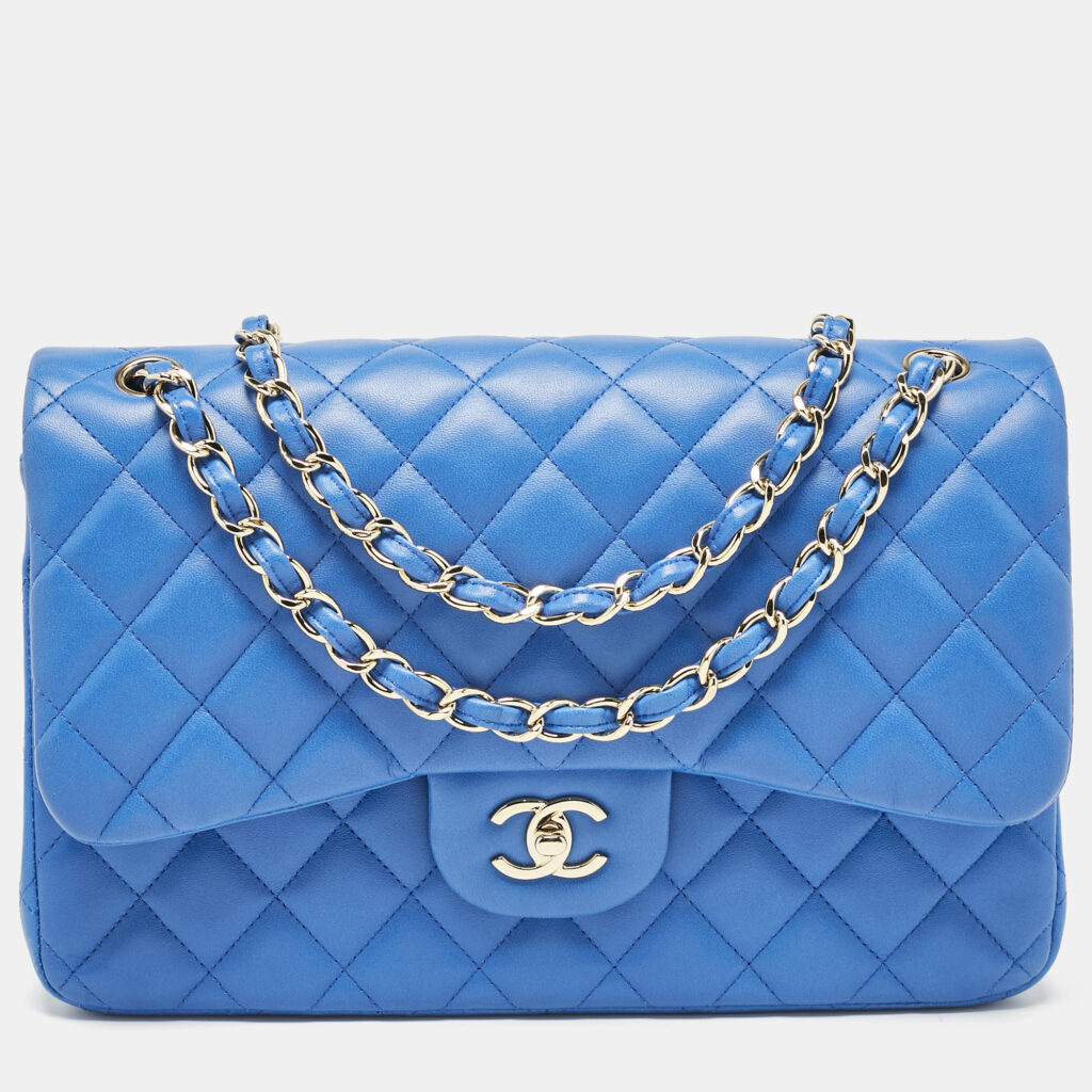 luxury-women-chanel-used-handbags-p1121347-015-1.jpg Chanel Blue Quilted Leather Jumbo Classic Double Flap Bag