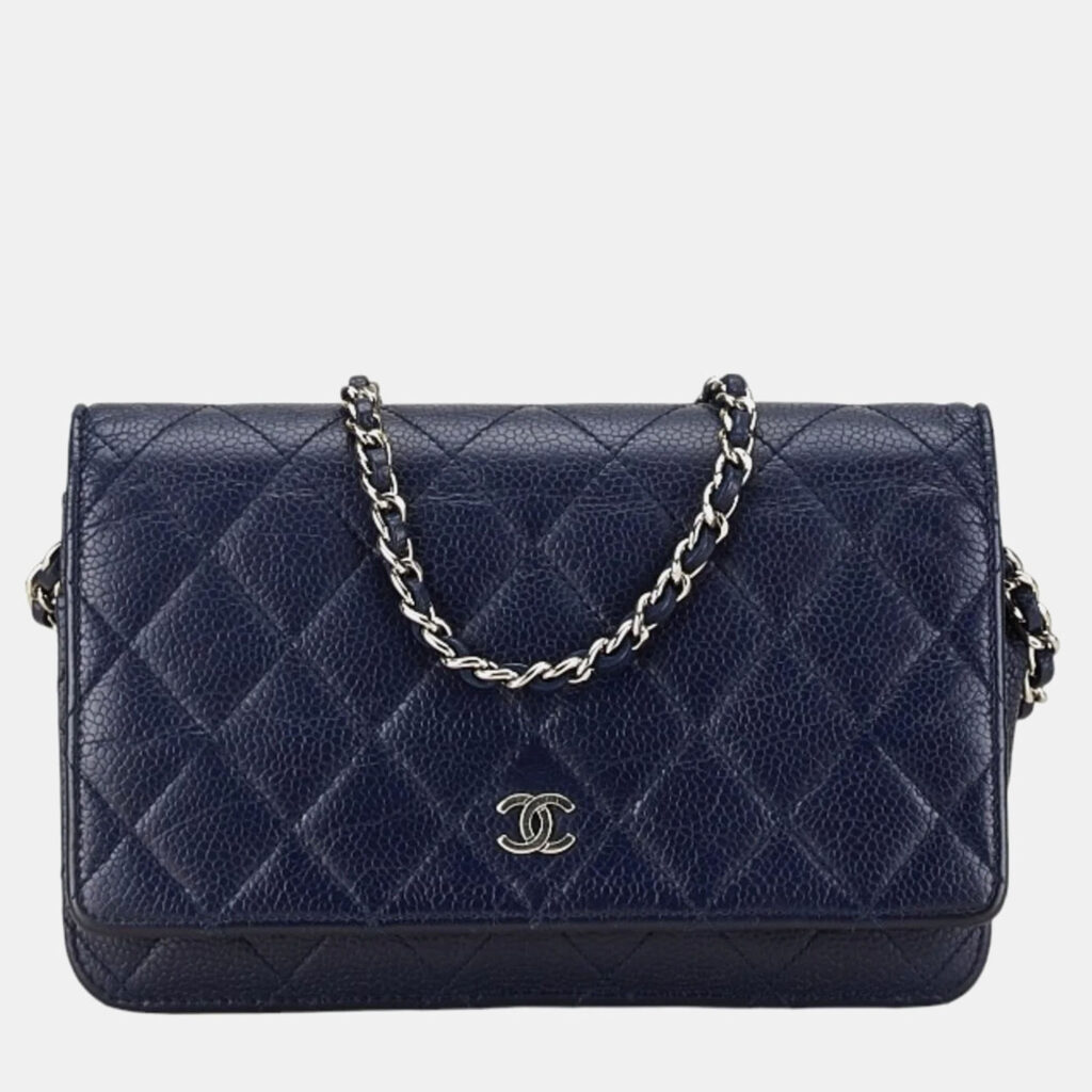 Chanel Navy Blue Caviar Leather Wallet on Chain Chanel Navy Blue Caviar Leather Wallet on Chain